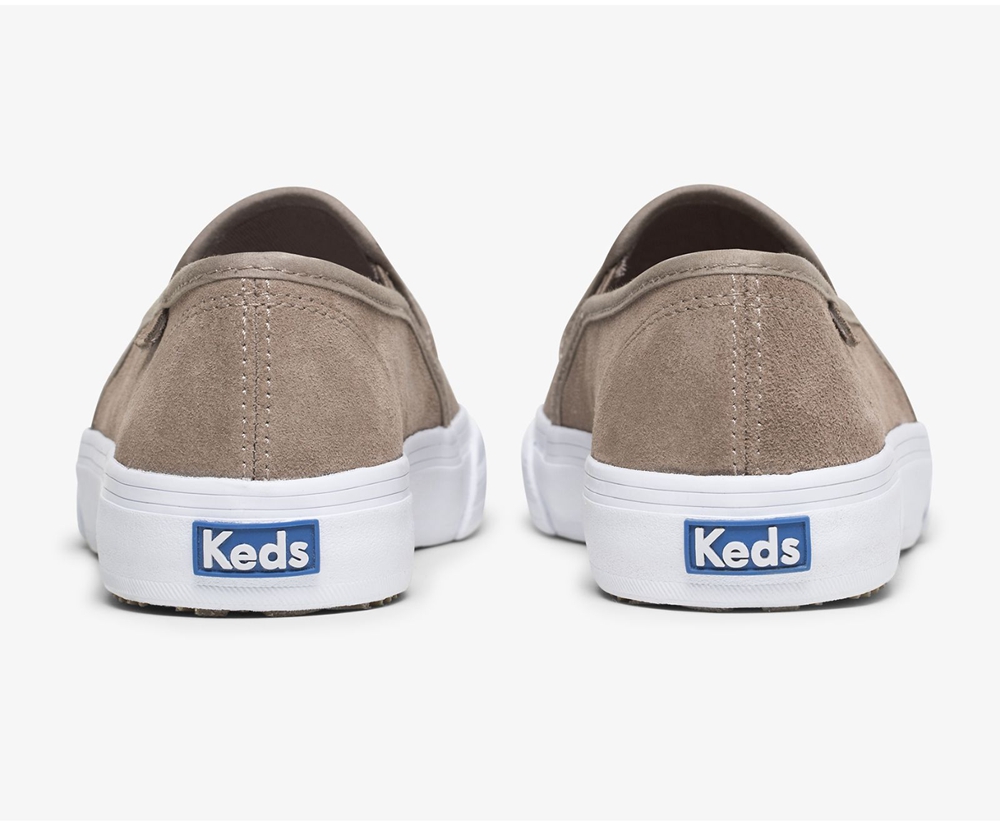 Slip Ons Keds Mujer Gris - Double Decker Suede - 051-IUXTYN